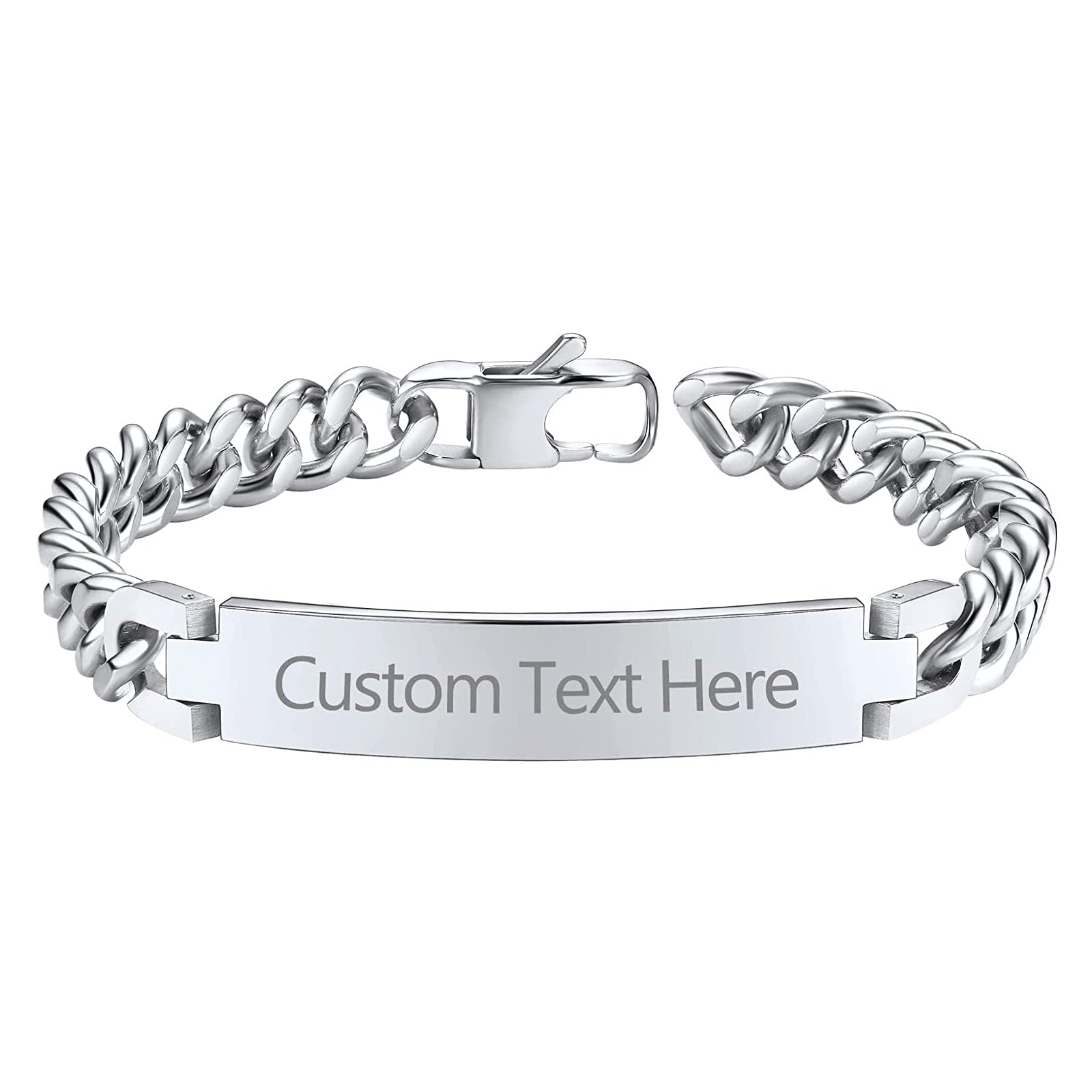 ZIVOM® Engrave Letter Name Silver Stainless Steel Id Chain Bracelet for Men (B0BK4HY39X) Amazon Price History, Amazon Price Tracker