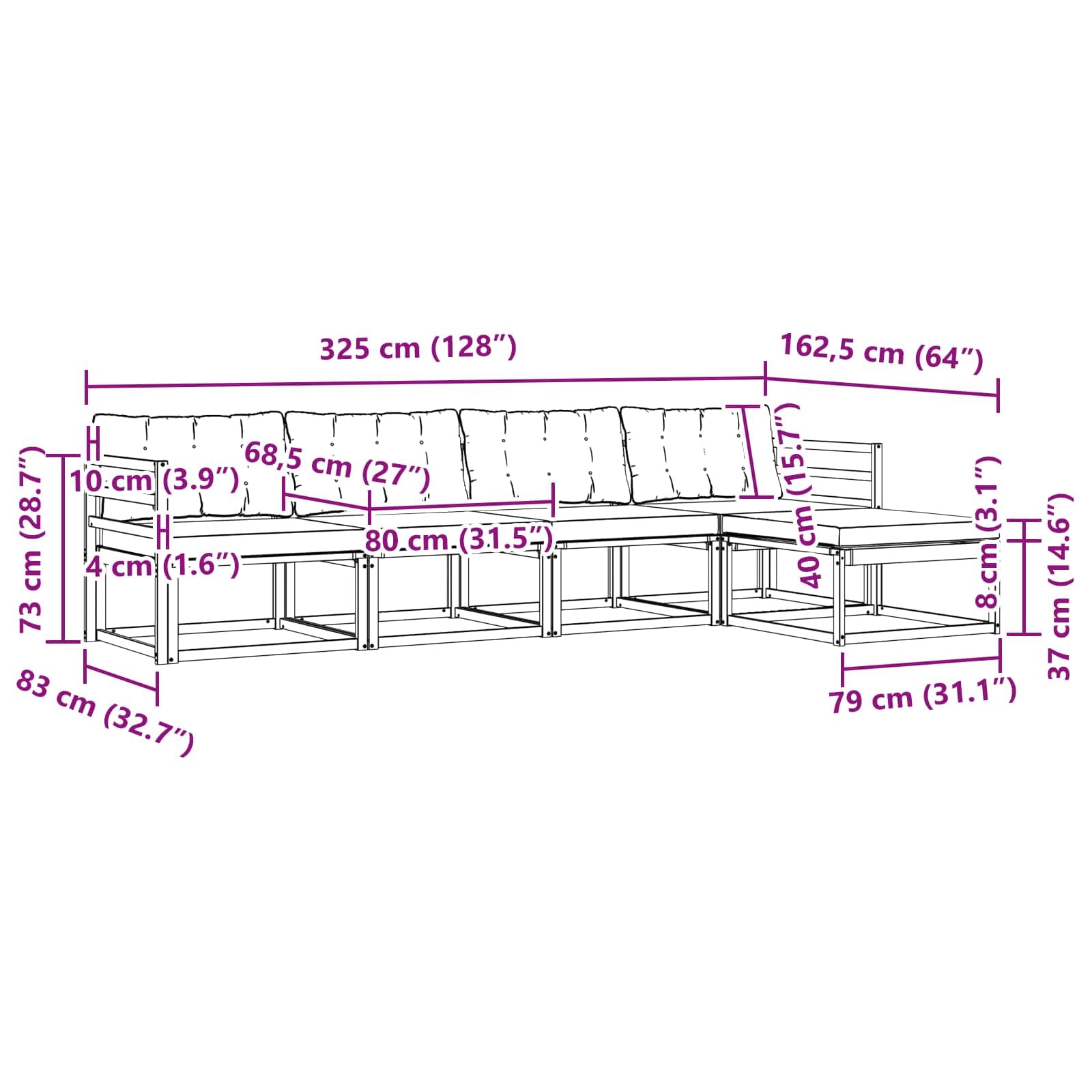 Conjunto de sofás de Exterior de Madera Maciza de Acacia con Cojines de Espuma Crema y Natural, 5 Piezas para terraza, jardín y salón, diseño Modular para Comodidad y Durabilidad