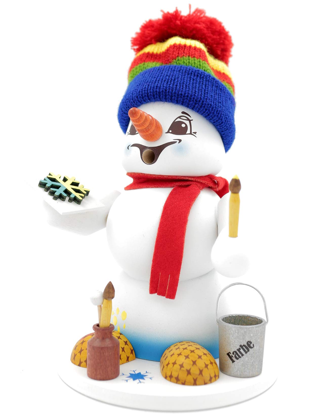 Kuhnert - Erzgebirgische Holzkunst Räuchermann Räucherfigur Schneemann 19cm - Maler