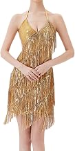 Générique Women's Sequins Fringed Evening Dress Latin Dance and Performance Dress Elegant Short Dress