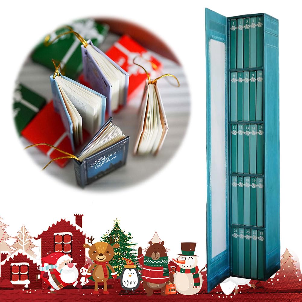 Calendario de Adviento con Mini Libros para Amantes de la Lectura, Reutilizable con 24 Regalos