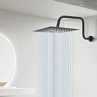 Vista 8 de NearMoon Brazo de extensión de ducha en forma de S con brida, tubo extensor de cabezal de ducha de tiro alto, extensión horizontal, conexión