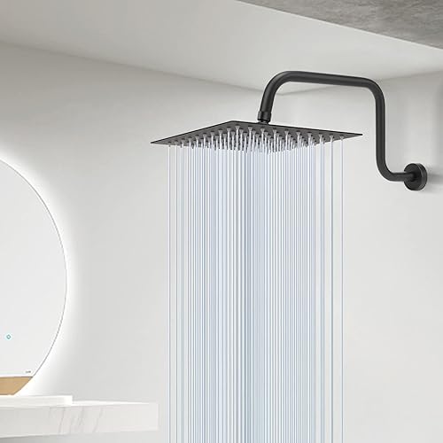 Miniatura 8 de NearMoon Brazo de extensión de ducha en forma de S con brida, tubo extensor de cabezal de ducha de tiro alto, extensión horizontal, conexión