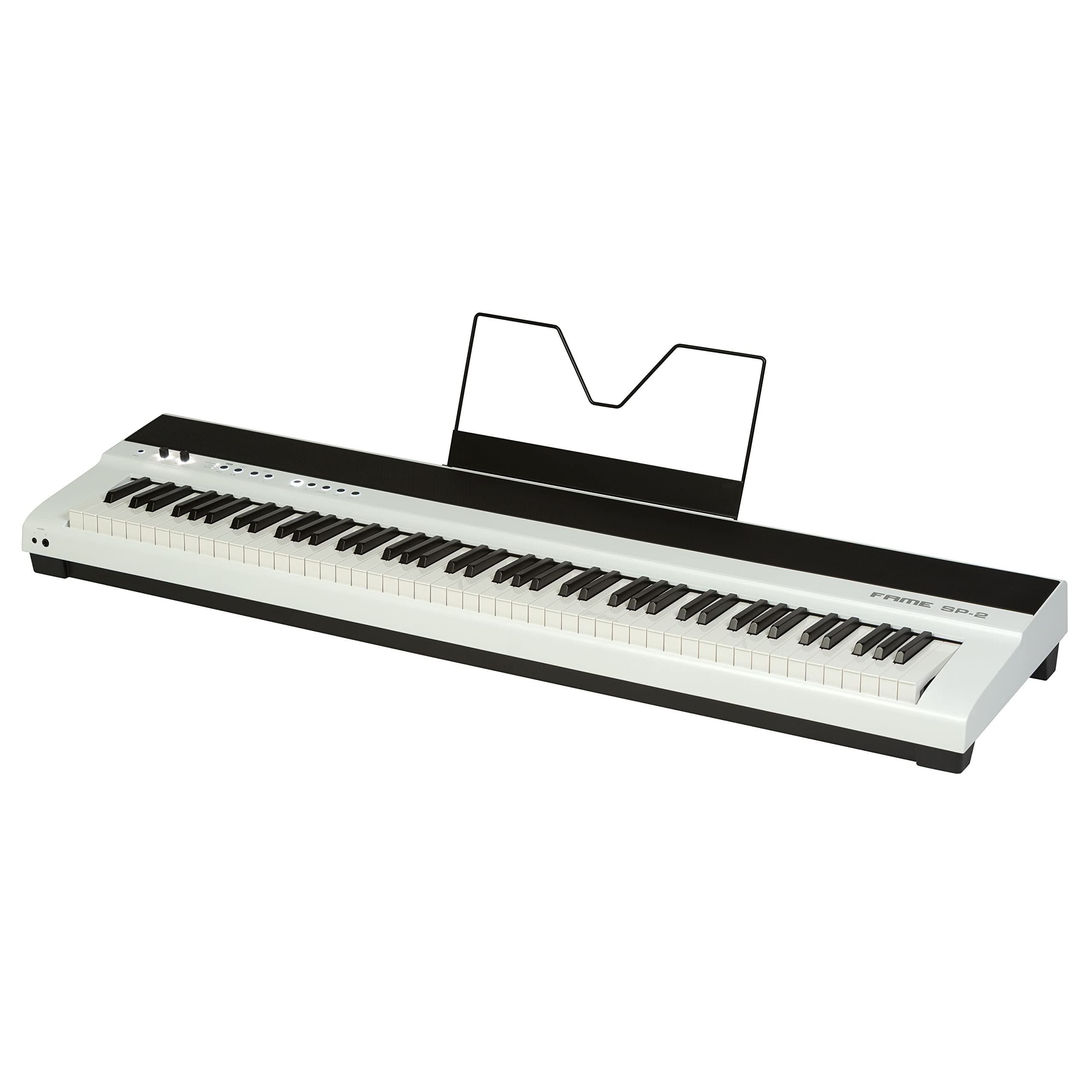 Fame SP-2 BW Stagepiano, 88 Tasten Hammermechanik, 192 Stimmen, 2x 20 Watt Stereo Lautsprecher, 25 Sounds, 50 Begleitrhythmen