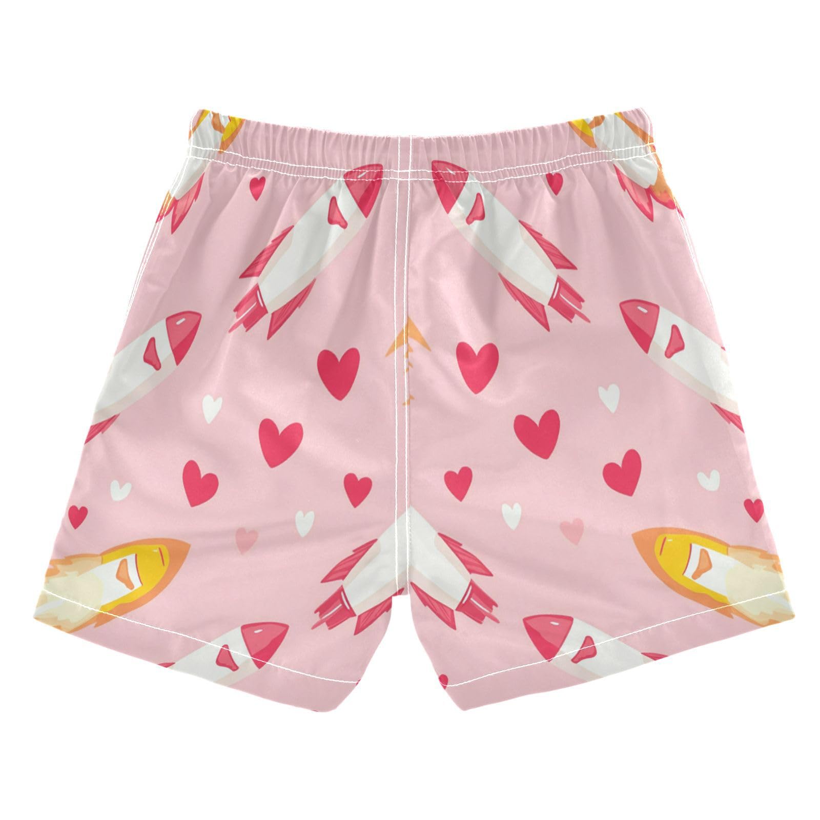 Jucciaco Boys Swim Trunk Rocket Heart Love Fire Beach Board Shorts Teen Swimwear Multicolor