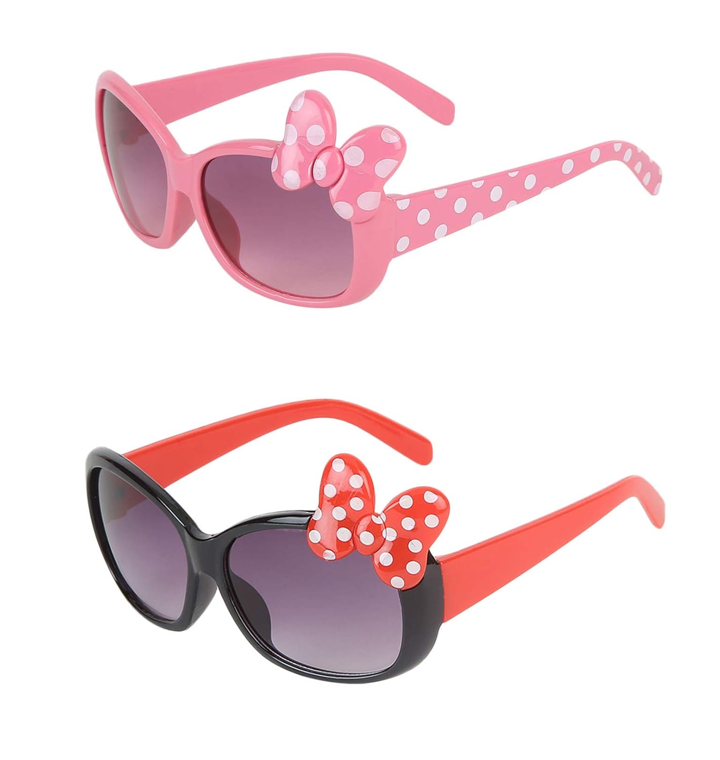 Amour Pack of 2 Rectangular Sunglasses for Girls (4 years+) with free Protective hard case