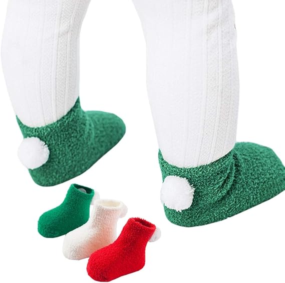 Amazon Co Jp Yiyilai 厚手 ベビーソックス 防寒 新生児 靴下 もこもこ キッズ 赤ちゃん 室内 ルーム用 子供 ３足セット 色ランダム 服 ファッション小物