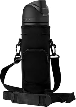 AF-WAN Neoprene Carrier Water Bottle Insulation Sleeve,Waterproof, Anti-Slip, Anti-Scratch Pouch with Shoulder Strap, fit for Owala Insulated Stainless Steel Water Bottle Black, For 24 oz