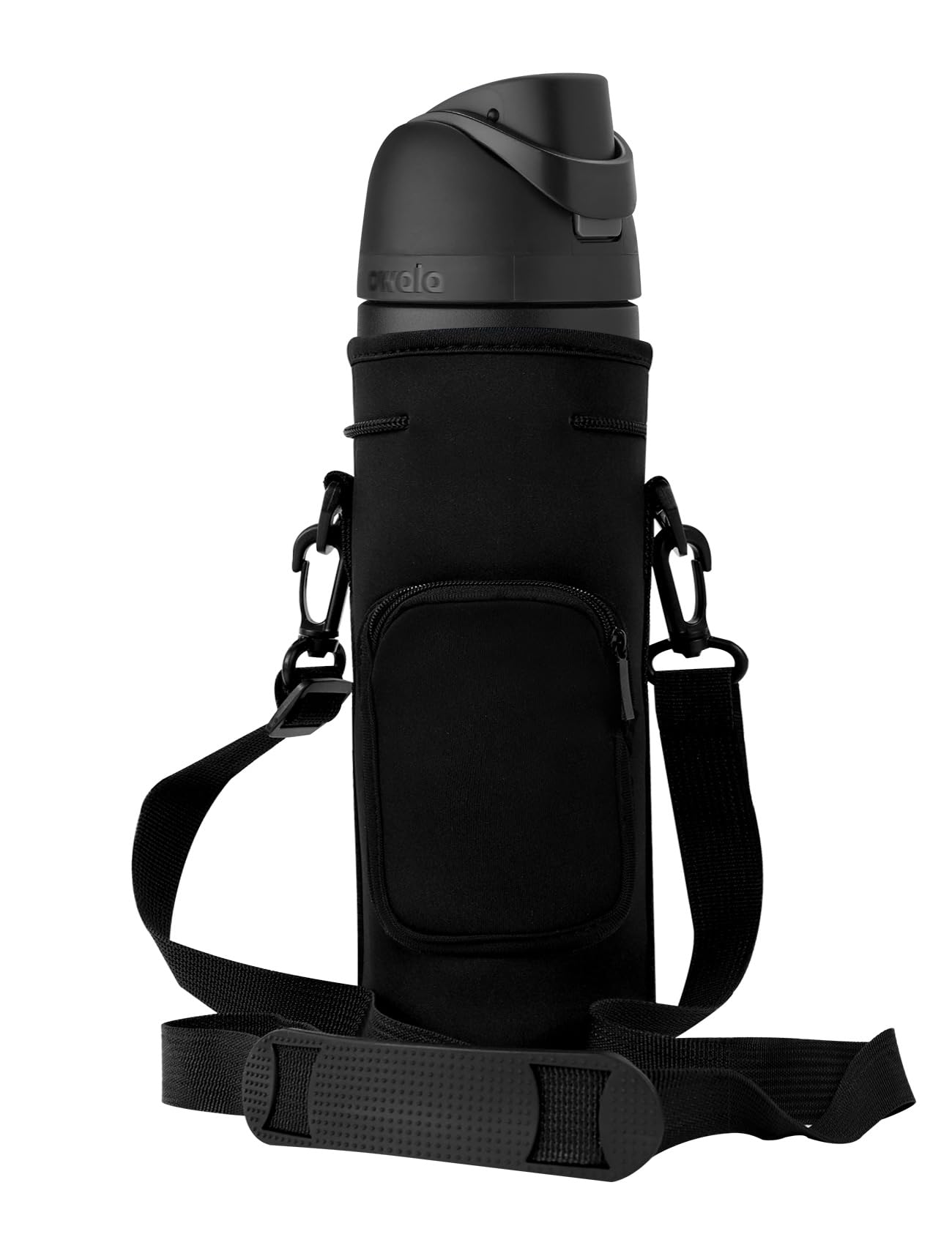 AF-WAN Neoprene Carrier Water Bottle Insulation Sleeve,Waterproof, Anti-Slip, Anti-Scratch Pouch with Shoulder Strap, fit for Owala Insulated Stainless Steel Water Bottle (Black, For 24 oz)