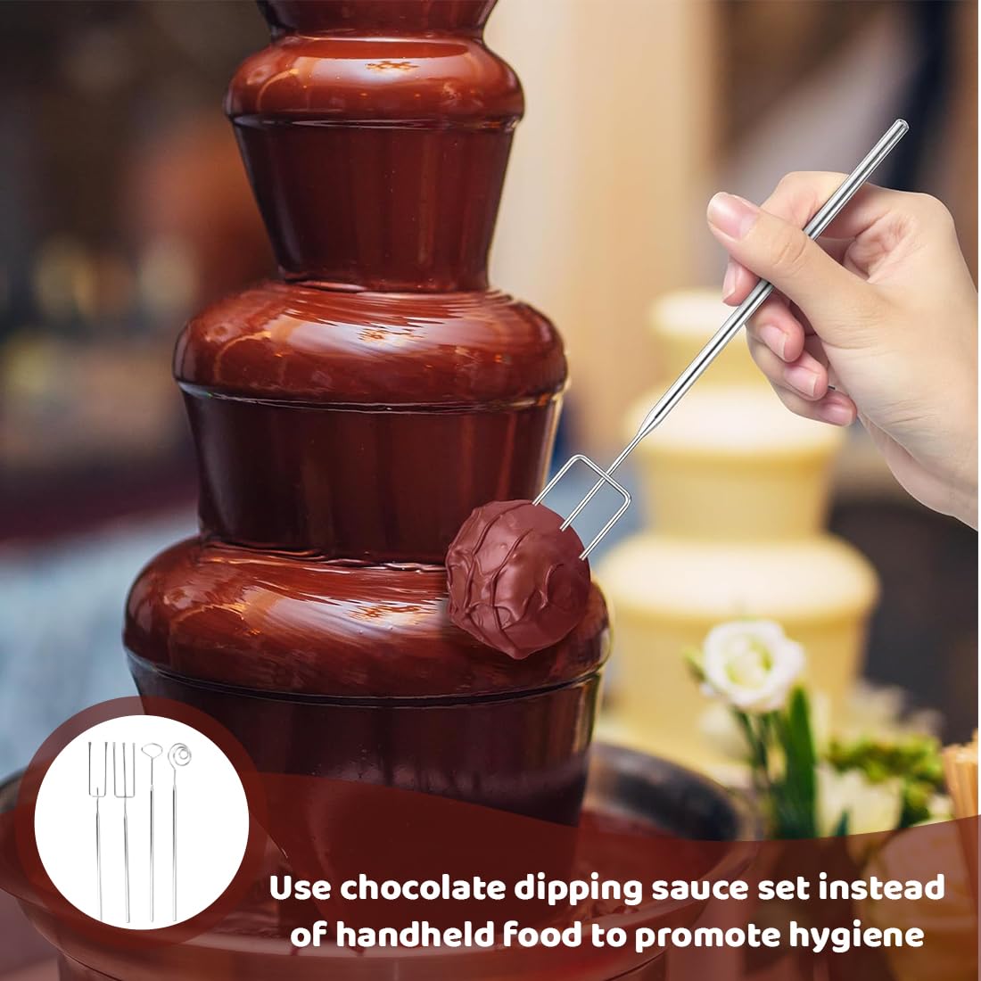 NHQZ Set Forchette per Cioccolato, 4 Pezzi, Posate in Acciaio Inossidabile per Praline Fai da Te, Forchetta a Spirale e Forchette per Immersione e Posizionamento, Facile da Pulire