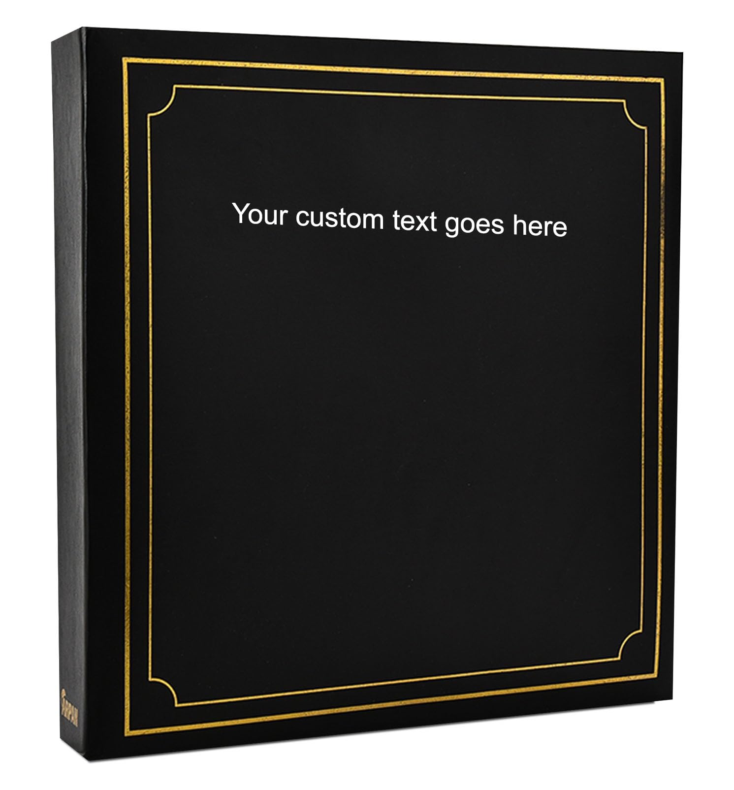 Arpan Large Slip In Personalise Text Photo Album Holds 500 Photos 6'' x 4'' Gold Stamp Padded Cover (Black)