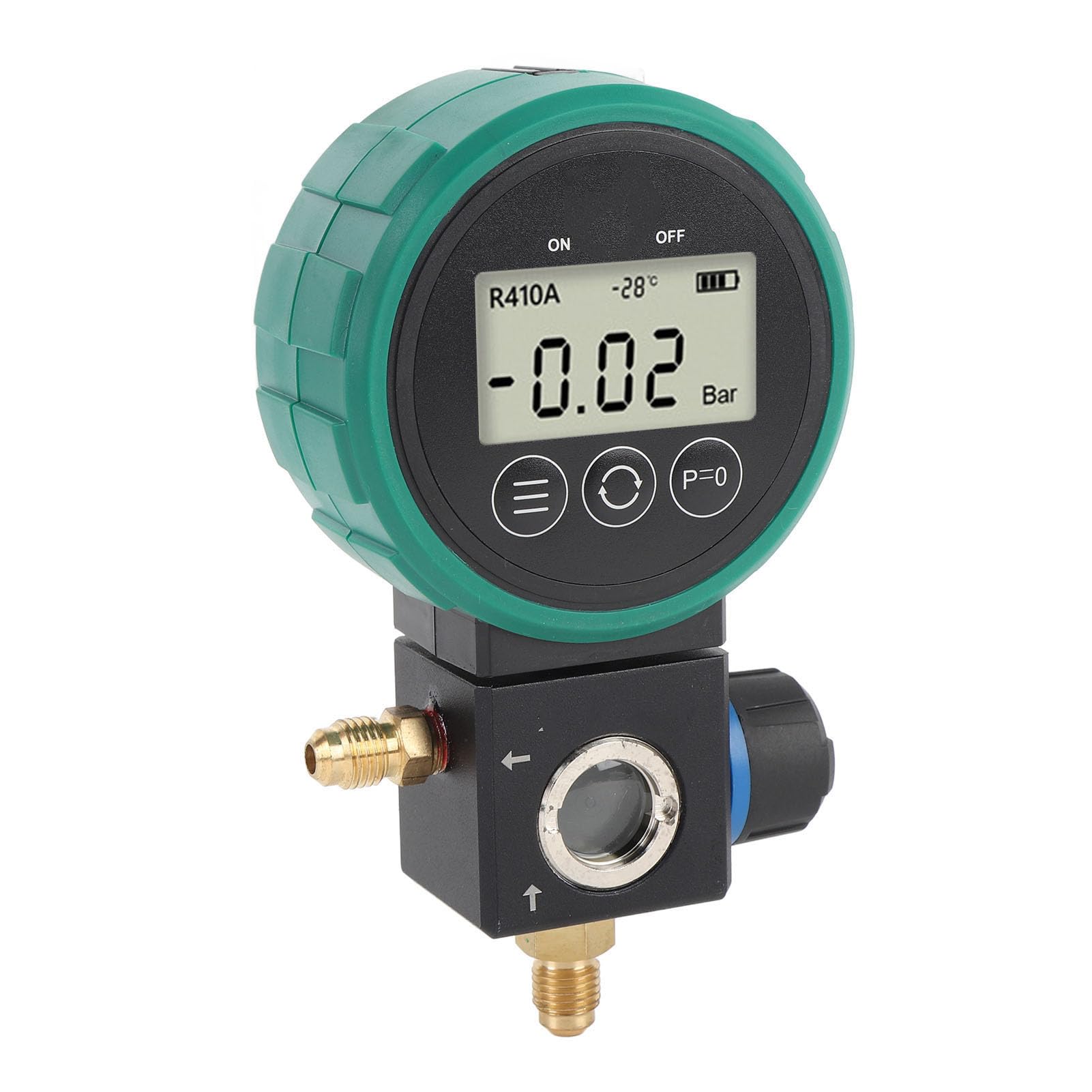 SIXRUN Gruppo Manometrico HVAC Digitale, con Controllo a Valvola a Sfera e Display LCD per Test di Pressione e Temperatura su Sistemi AC con Refrigeranti R410A, R32, R134a