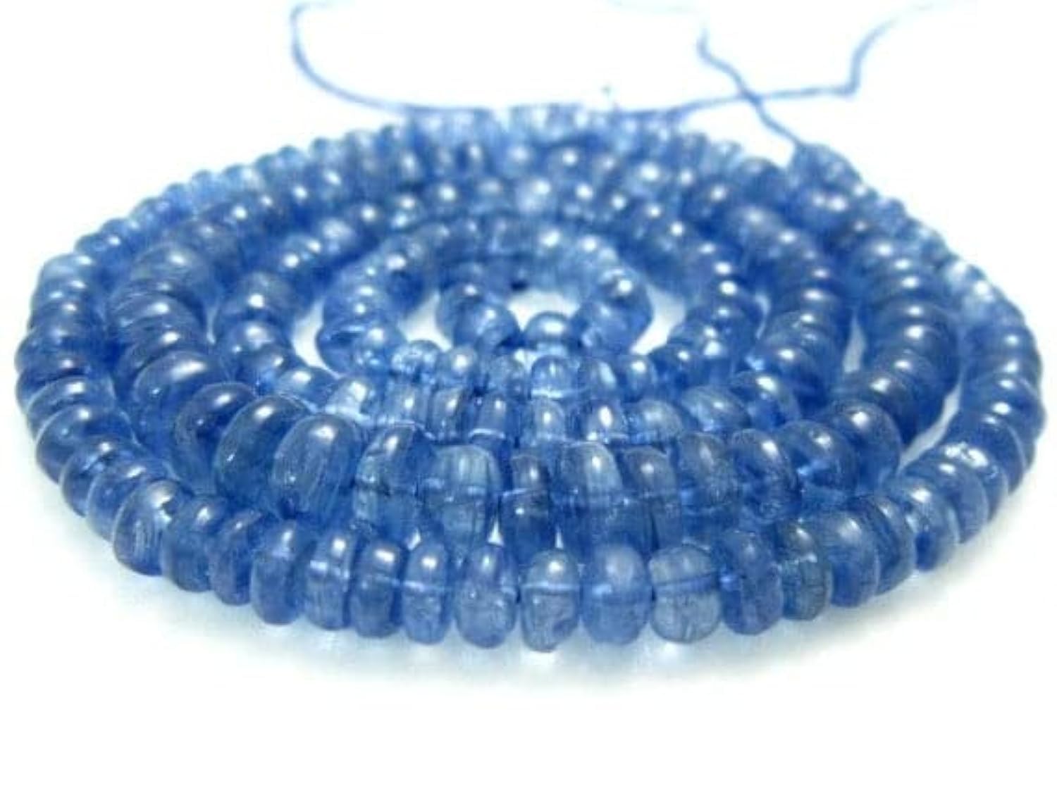 Cyanite naturelle AA en perles rondelles lisses pour création de bijoux haut de gamme