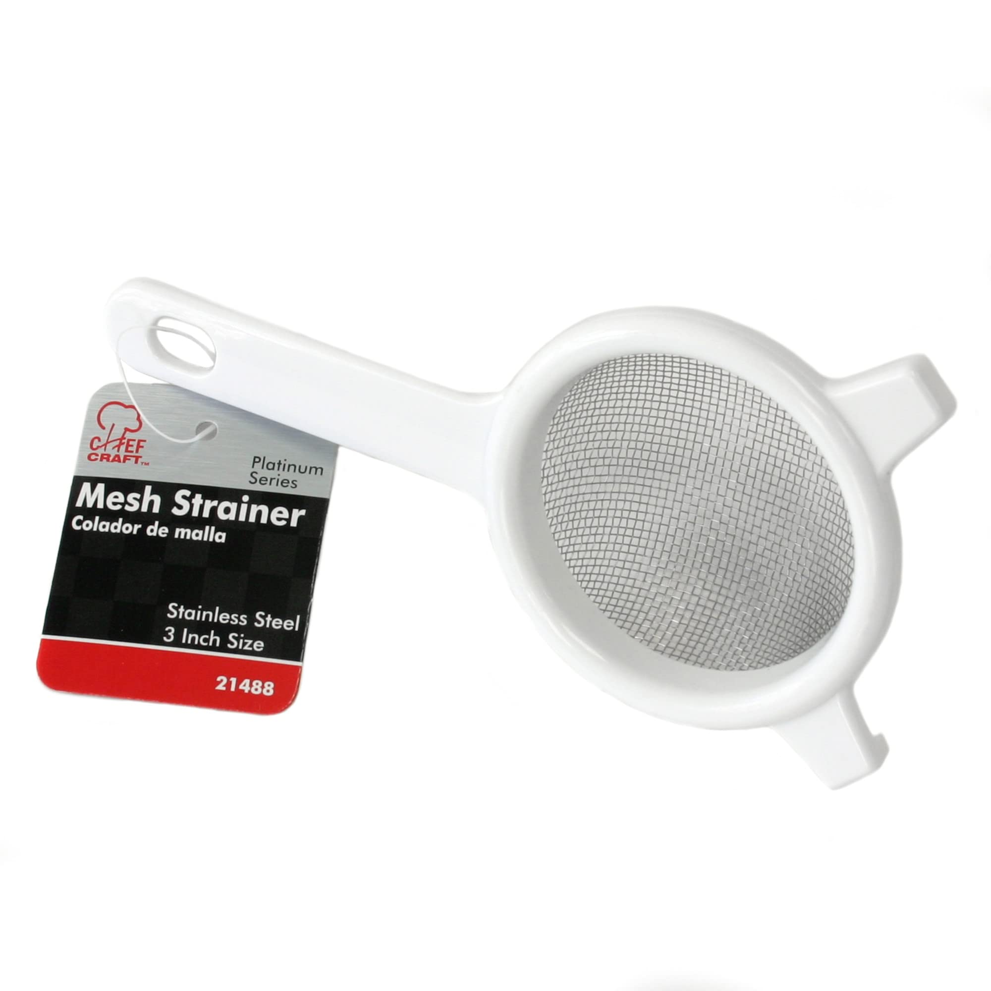 Chef Craft 21488 Colador clásico de malla de acero inoxidable, plástico, color blanco