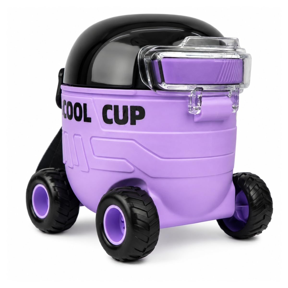 Monster Toy Truck Designed Water Bottle with Straw & Carrying Strap for Kids | BPA Free Leak Proof, PP & Silicone Child Safe Drinking Bottle Water Bottle for Boys & Girls 550ml (Purple)-image-22