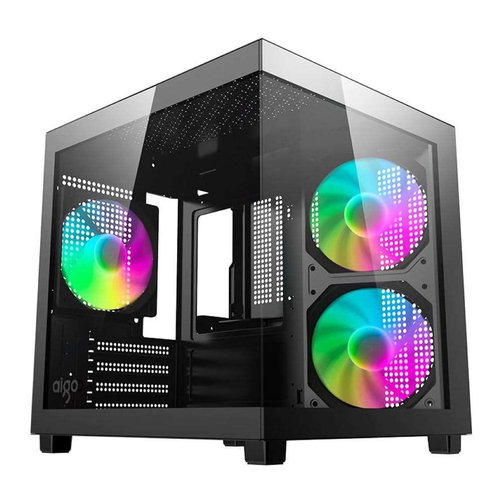Aigo Luna A275 Mini-Tower Gaming PC Case with Rainbow Fans