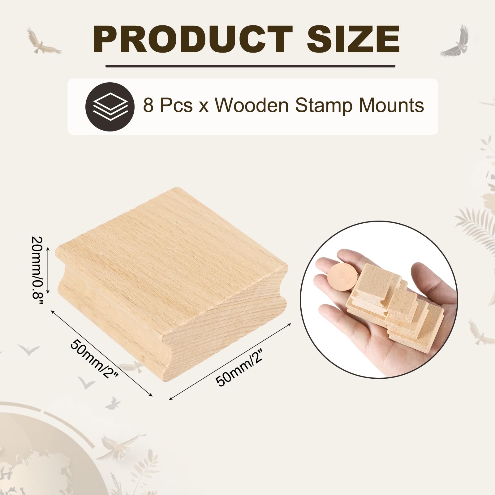 PATIKIL 50x50mm Wooden Stamp Block - Image 2