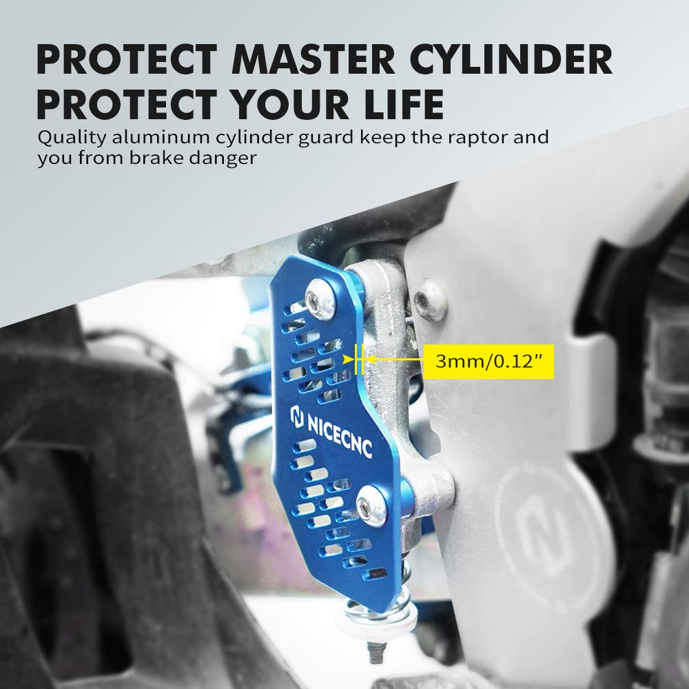 NICECNC Protection de maître-Cylindre arrière Compatible with Yamaha Raptor 700 2006-2011 2013-2024, 700R 2012 2016 2017 2018 2019 2020-2024, YFZ 450 YFZ450R YFZ450RSE YFZ450X See Fitments Bleu