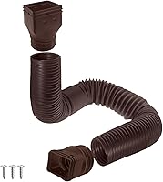 Biaungdo 5 Ft Flexible Gutter Downspout Extension - Fits 2x3 & 3x4 Downspouts, Durable Brown ABS+PE Drainage Pipe for Yard Protection