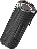 Vista 8 de COOPERS Altavoz Bluetooth portátil, altavoz Bluetooth inalámbrico, altavoces impermeables IPX5 con luces RGB, graves profundos de sonido estéreo Rojo