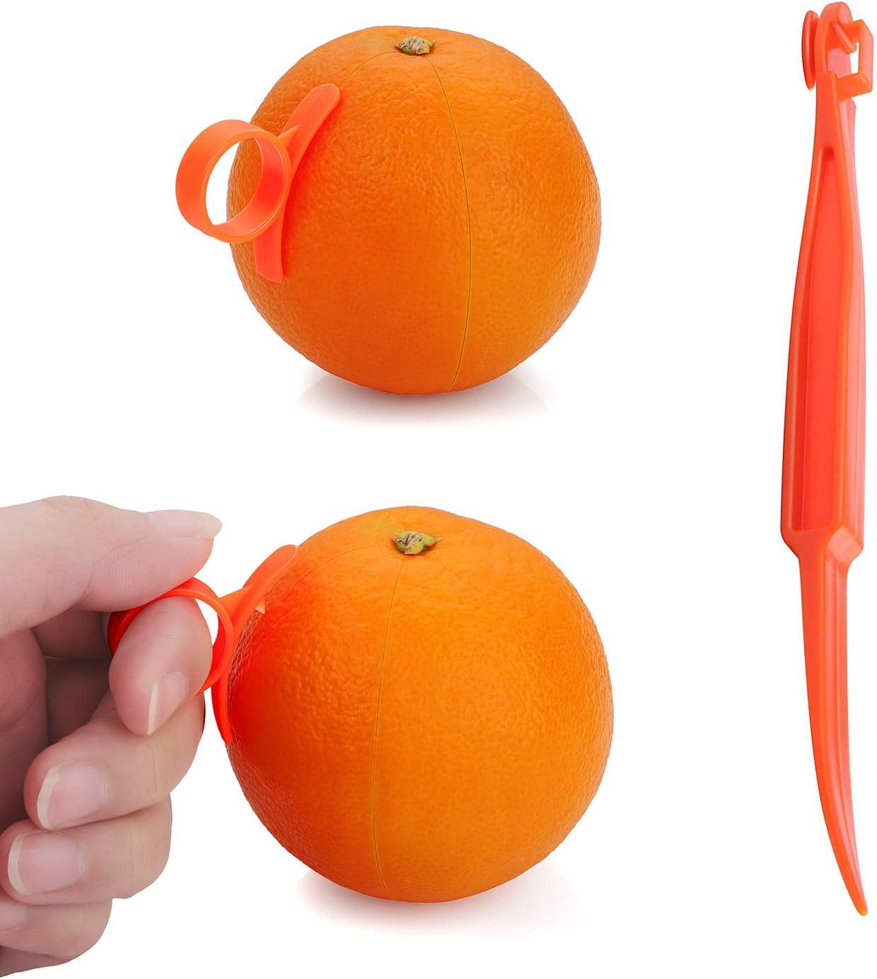 SS SHOVAN Orange Citrus Peeler, Kitchen Tool Safe Plastic Easy Fruit Slicer Cutter Peeler, 6+2 Pack