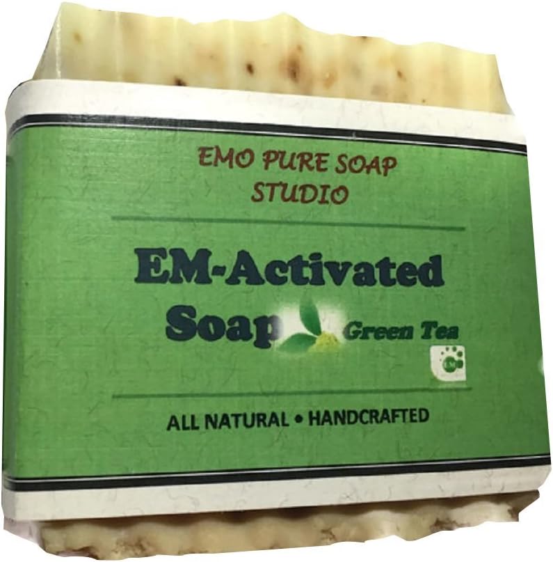Green Tea EM Natural Soap Bar 100% Organic.With Activated EM, Coconut, Olive, Lavender Essential Oil. Face Soap or Body Soap. For Men, Women & Teens. Chemical Free. 5oz Bar. 1 pac
