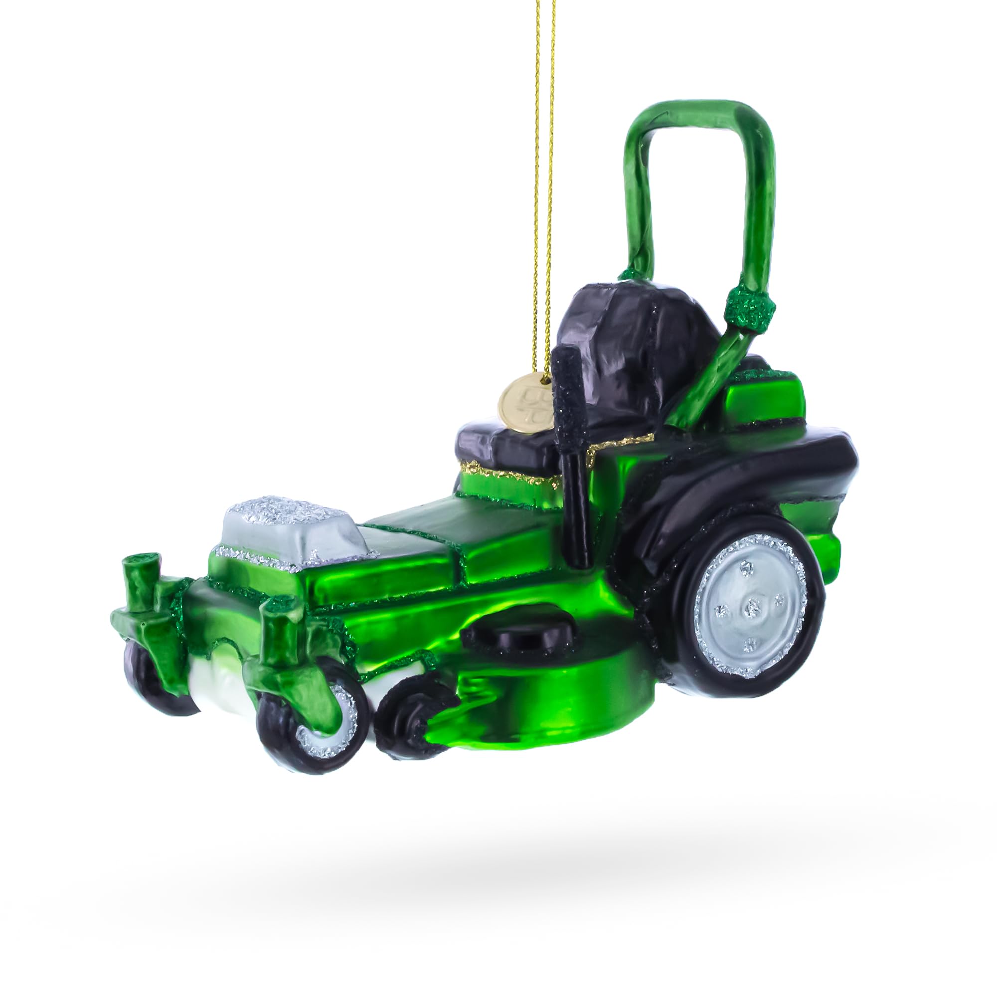 Riding Lawn Mower Blown Glass Christmas Ornament