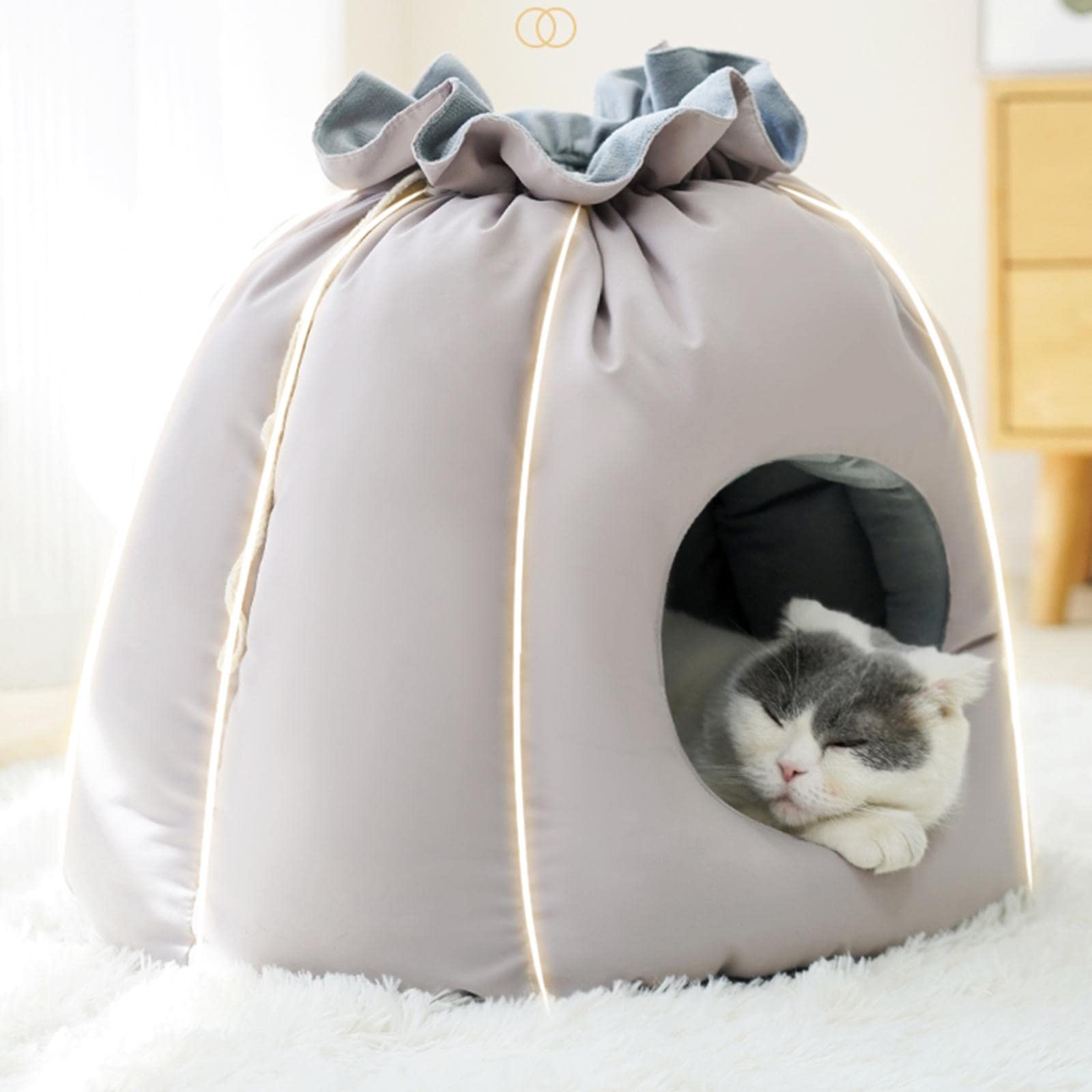 LOVIVER Felpa Casa cálida Antideslizante Tienda de campaña para Perros Lavable Autocalentamiento Hut Cueva Cama para Mascotas Manta para Gatos para Gatos de, Gris