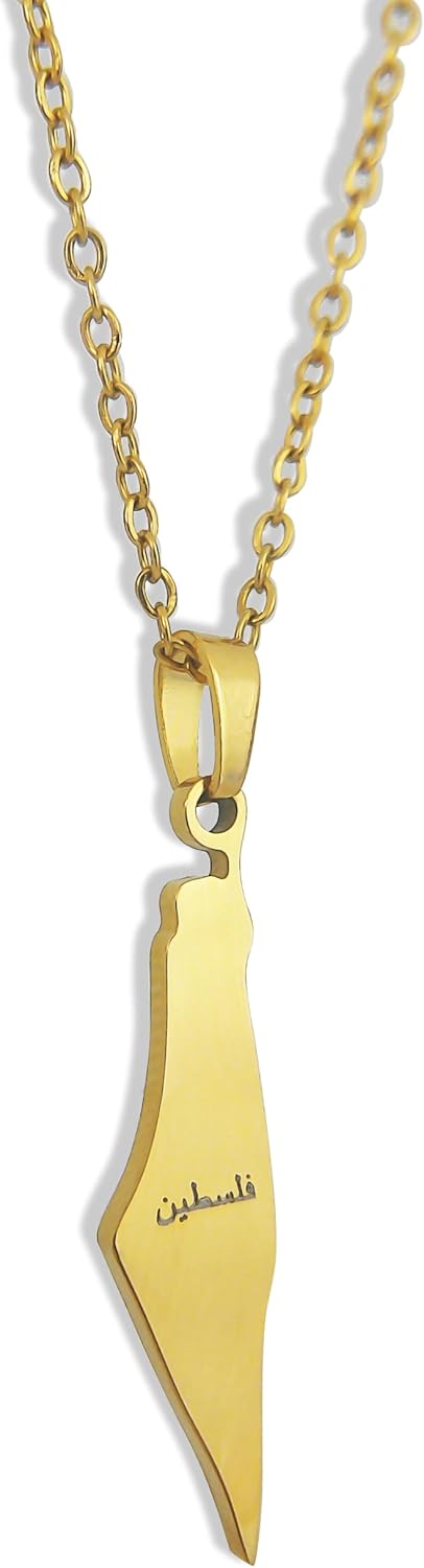 Palestine Necklace Palestine Map Pendant Necklace Stainless Steel Palestine Letter Map Necklace for Women Men Arabic National Jewelry - Gift Box