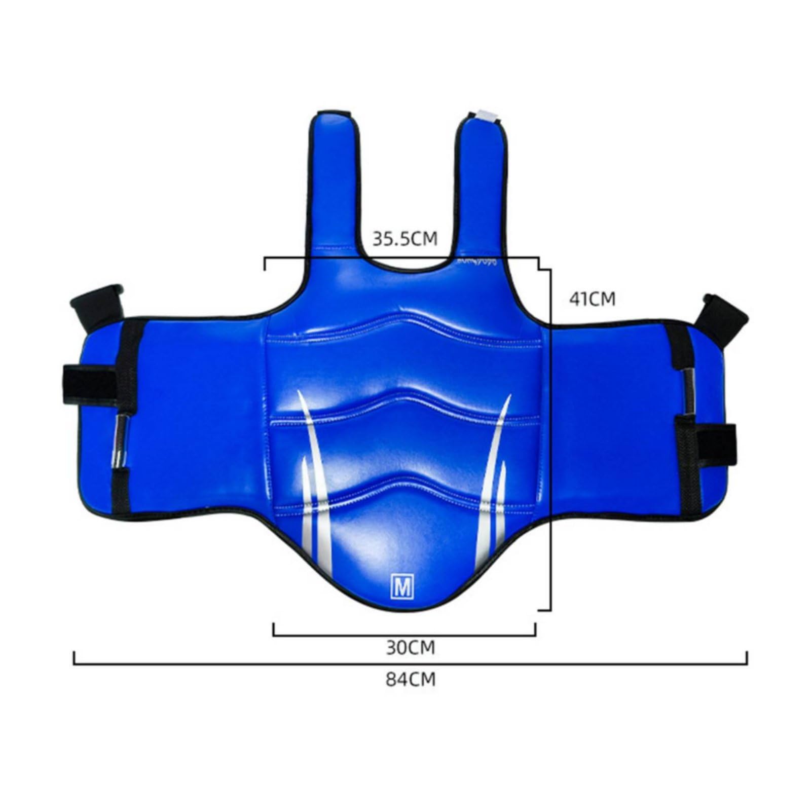 5 Pièces Équipement de Protège Arts Martiaux Casque Plastron Coquille Protège‑Tibias Matériaux PU Amorti Épais Ajustement par Sangles Adapté aux Cours , Blue , S