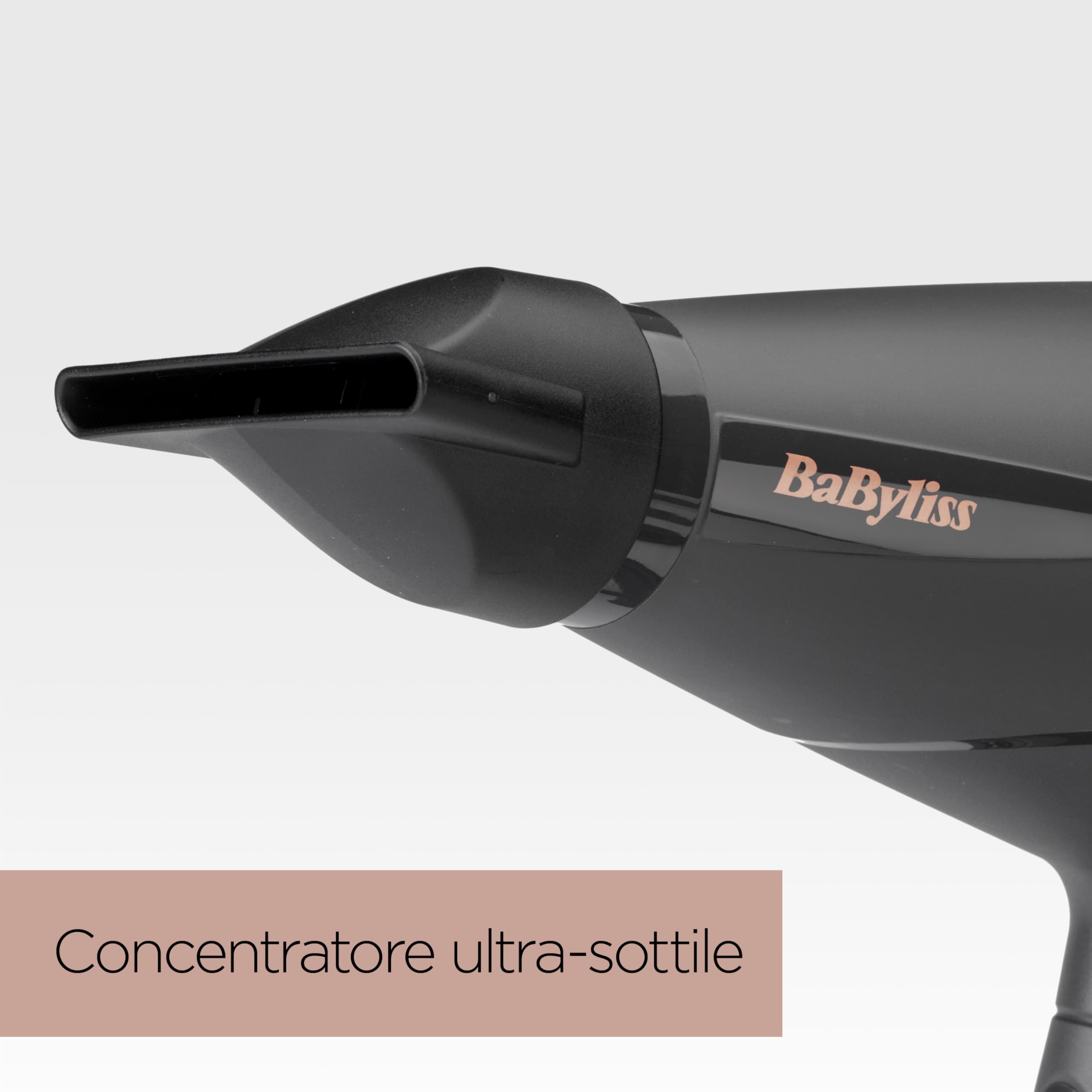 BaByliss Asciugacapelli MADE IN ITALY Smooth Pro, Motore AC Phon Capelli Professionale,2200W, diffusore e concentartore, funzione anti-crespo,2 velocità - 3 temperature, tasto aria fredda, nero,6709DE