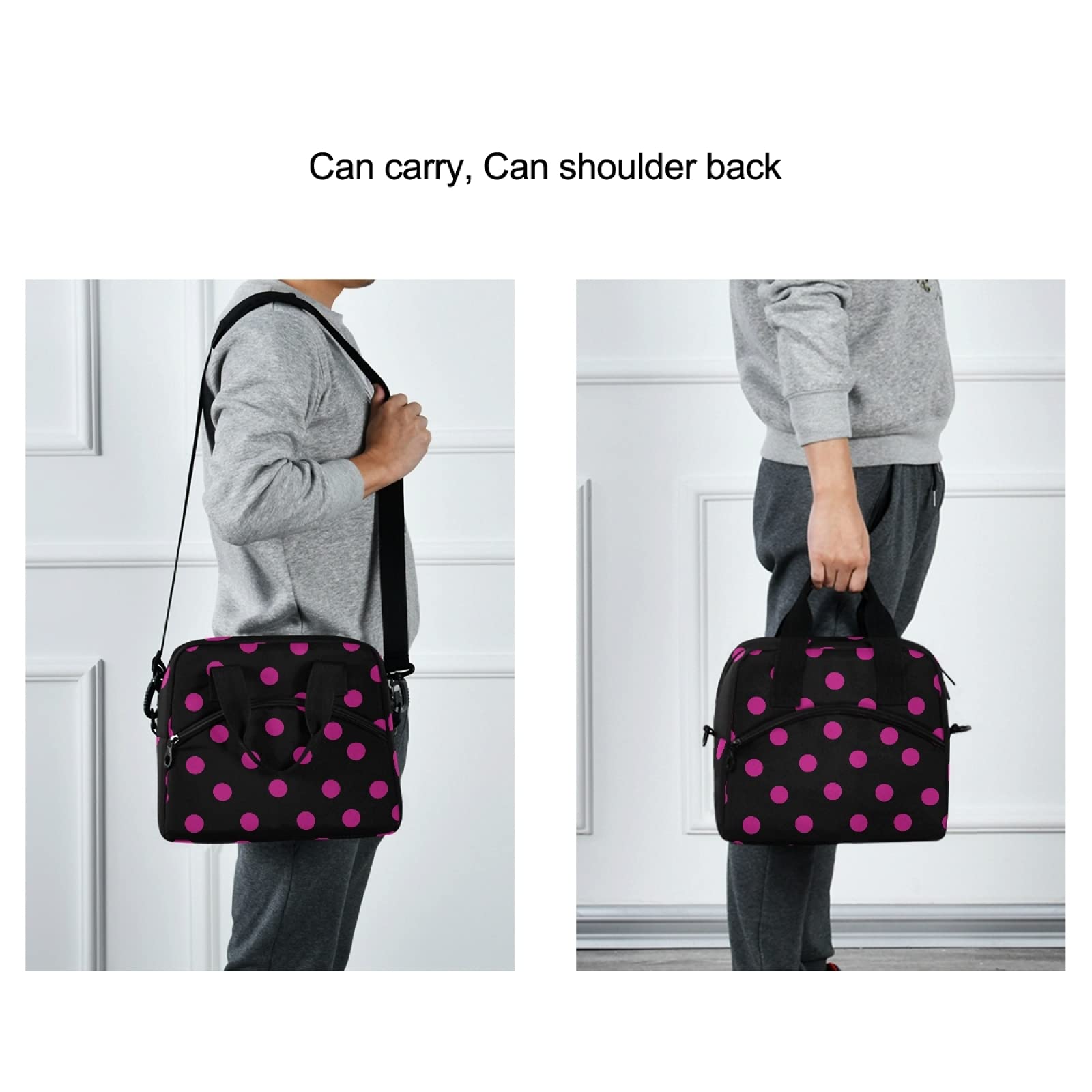 Picnic Backpack THERMAL UTILITY BROWN PINK Polka Dot Travel Food Cooler Lunch Picnic Backpack Cooler for 2/4 Person with Insulated  main image 3