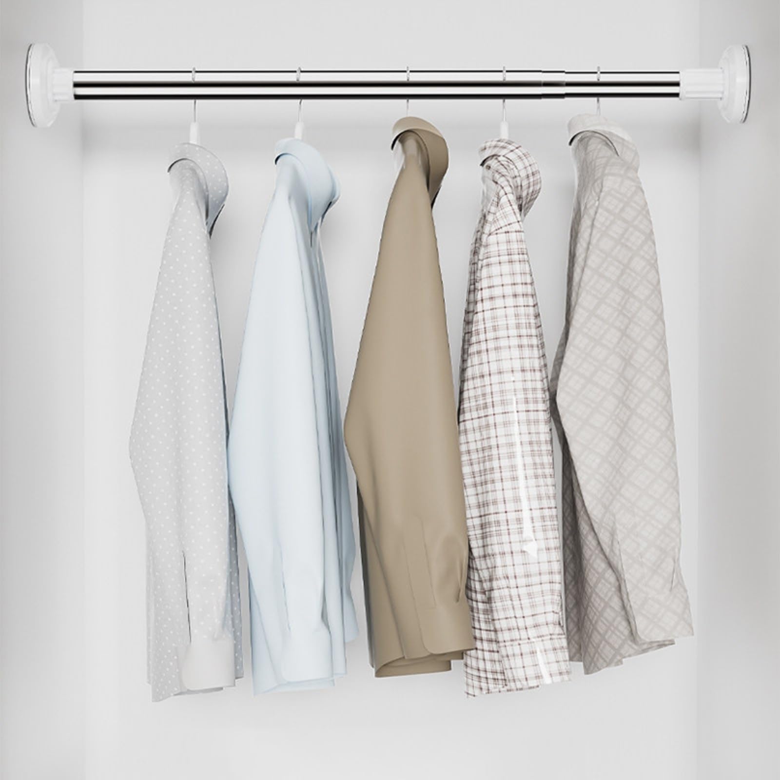 Barra Cortina Sin Taladrar de Taladrar con Base Desmontable, de 50 a 280 cm | Barra Armario Extensible Ajustable con Almohadillas Antideslizantes para Baño y Cortinas Estándar(110-200cm/43-79in)