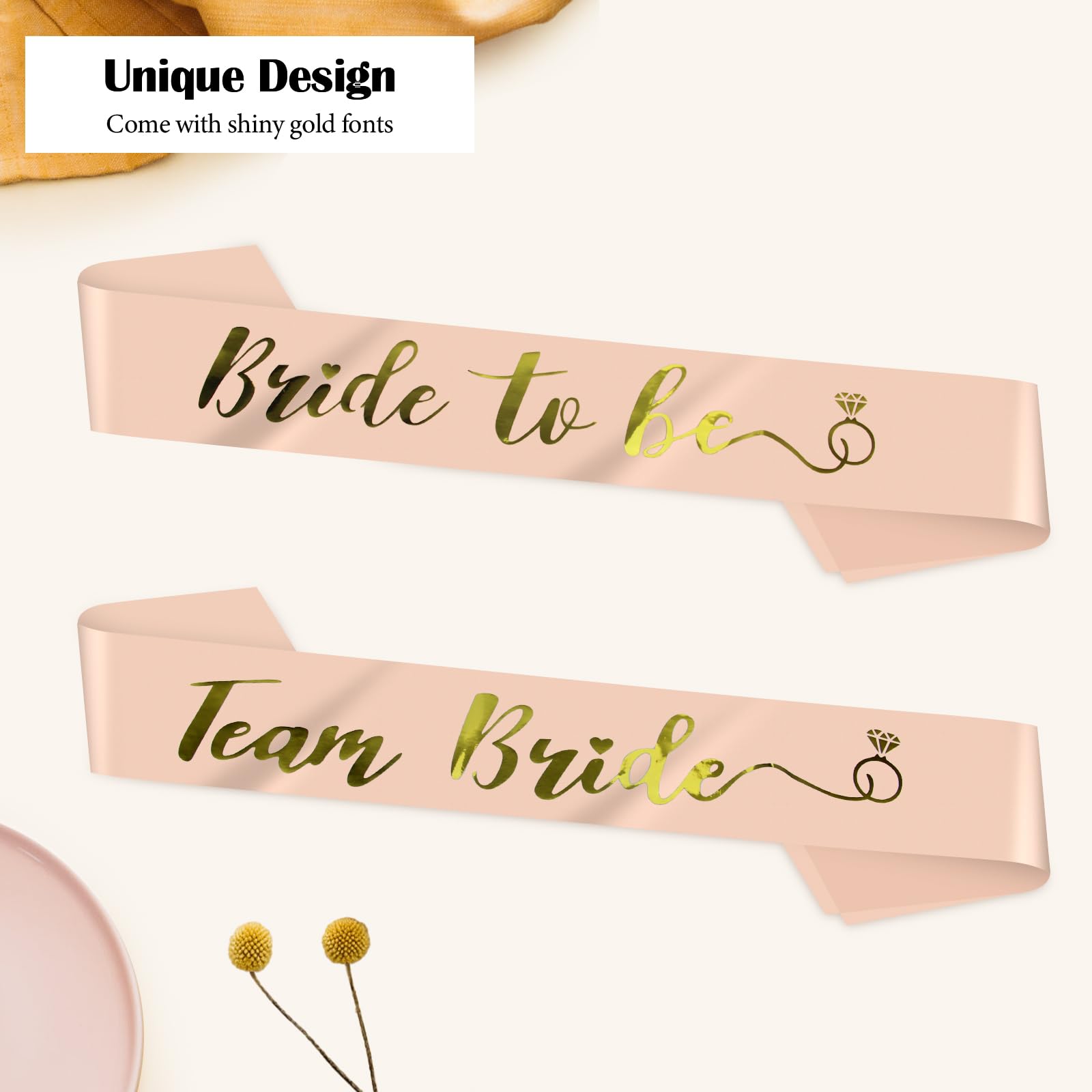Lunhoo 12 Pack Team Bride Sash Set, Bachelorette Party Sashes, Team Bride Sash for Bridal Party and Wedding Celebrations (Rose Gold) - Image 4