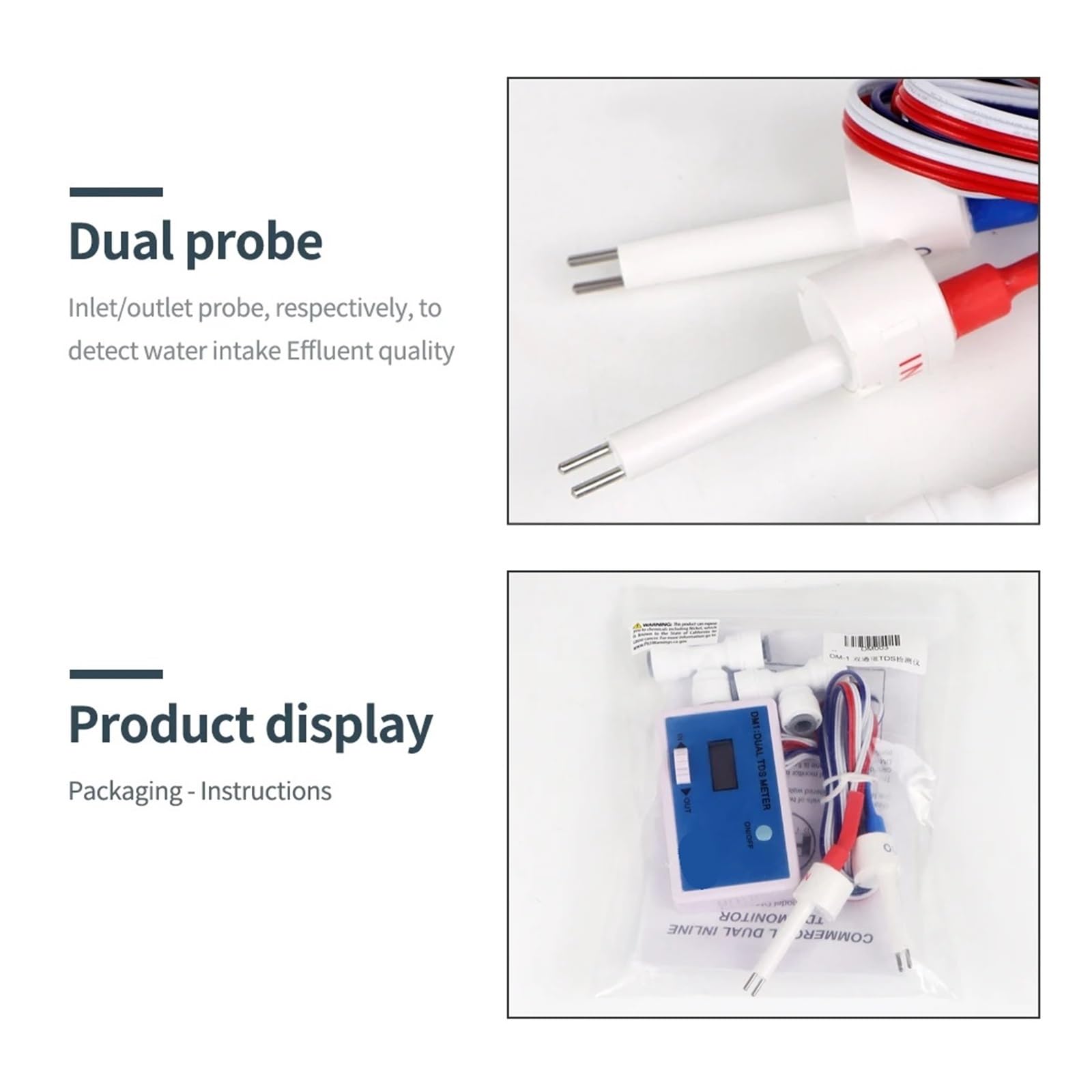 do wody pitnej, akwariów i nie tylko DM1/DM2 TDS/EC Water Quality Tester Dual TDS/EC Meter LCD Display Dual Probe Drinking Water Pool Aquarium PH Meter Tds(TDS Meter)