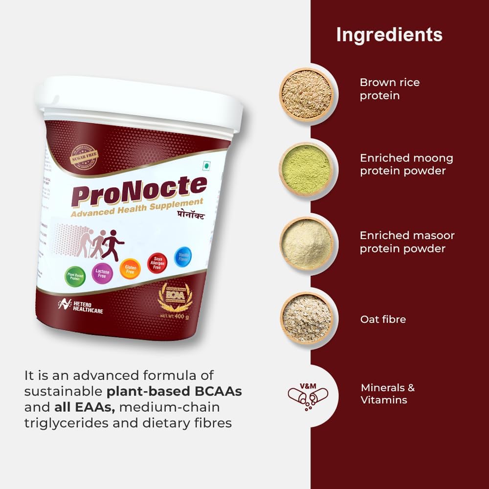 Pronocte Plant Based Protein Powder for Men & Women | Gluten Free | Brown Rice Protein Supplement - 400g - Image 6 thumbnail