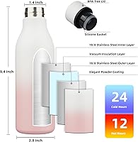 Vista 279 de BJPKPK Botellas de agua aisladas, botella de agua de metal de acero inoxidable de 18 onzas con correa, termo a prueba de fugas sin BPA, tazas