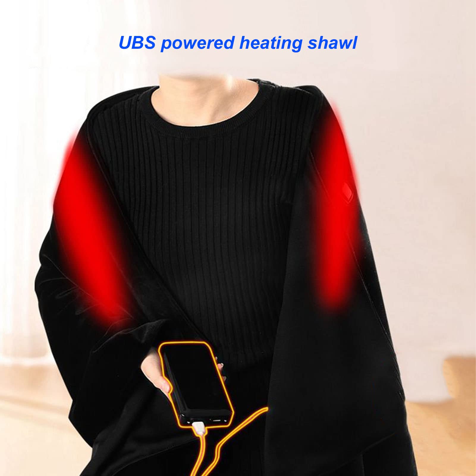 Coperta Riscaldata Elettrica con 3 Livelli di Temperatura Scialle Riscaldante in Cashmere per Ufficio Casa 160x58 cm Patch Termica con Riscaldamento a Infrarossi Lontani e