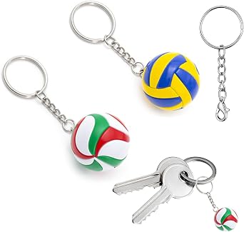 2PC Volleyball Keychain and DIY Keychain, Volleyball Keychain, Volleyball Keychain, Volleyball Shape Keychain, Volleyball Pendant, Creative Gift Keyring, Color, S