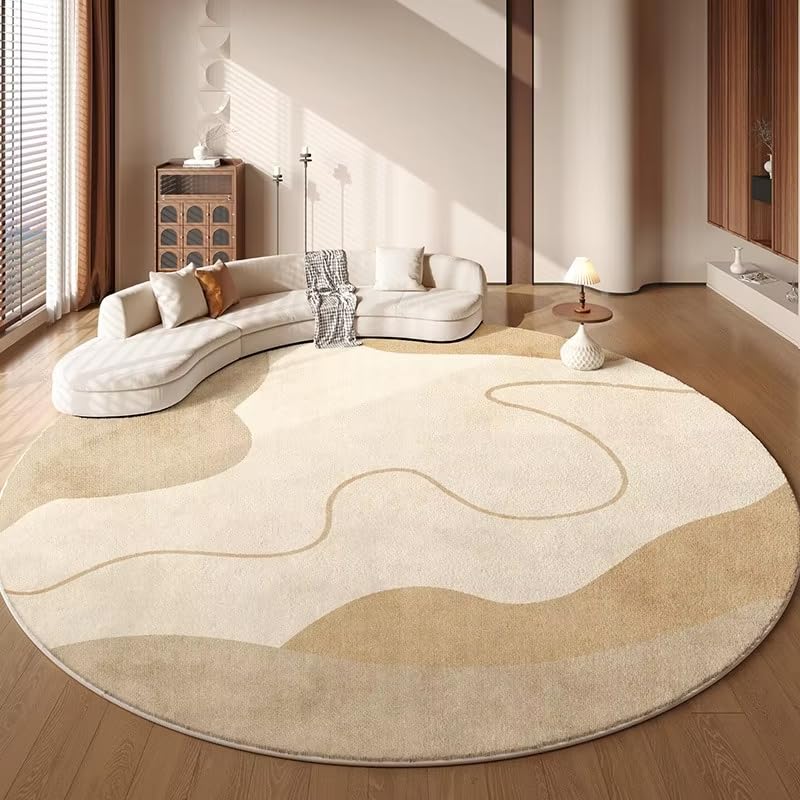 Tapis rond beige pour salon de 130 cm : le confort au style japonais