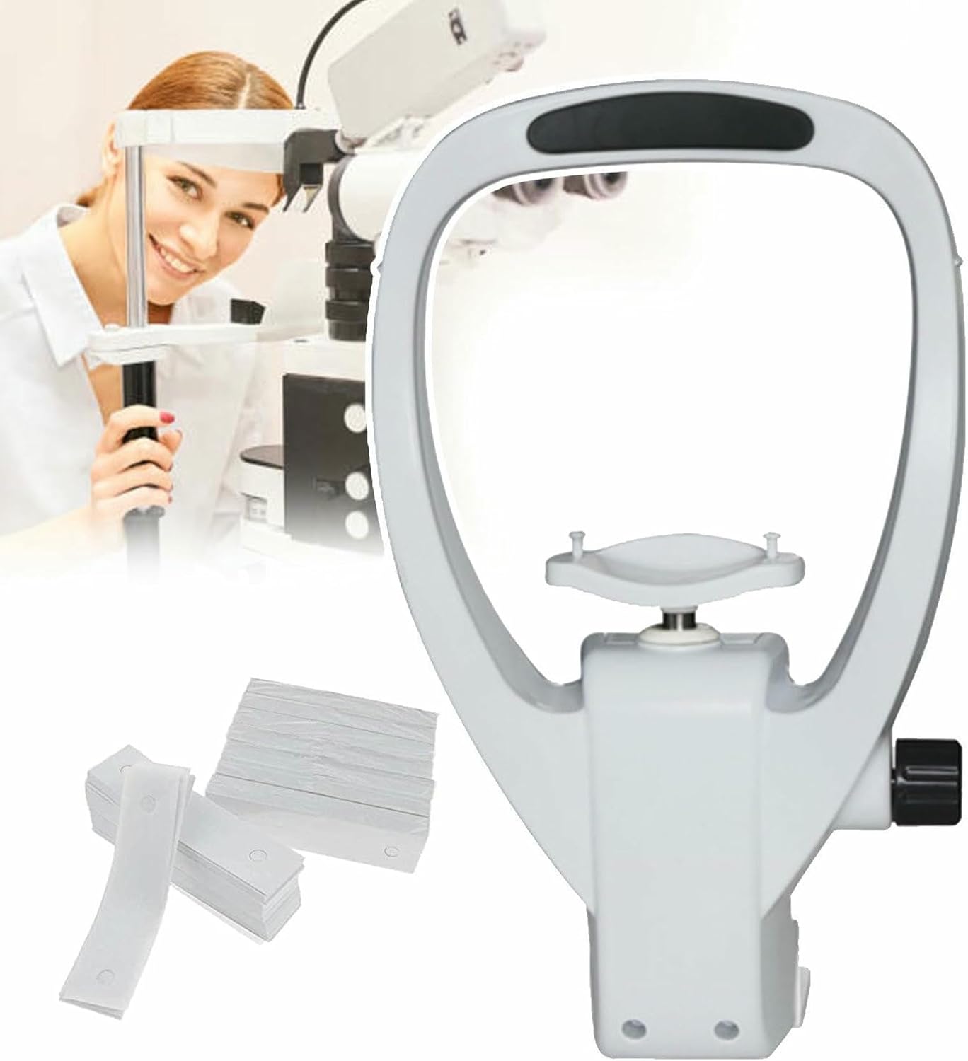 Training Forehead Bracket,Vision Training Forehead Bracket, Optical Chin Rest Forehead Support Optometry Accessories, Adjustable Lifting Distance