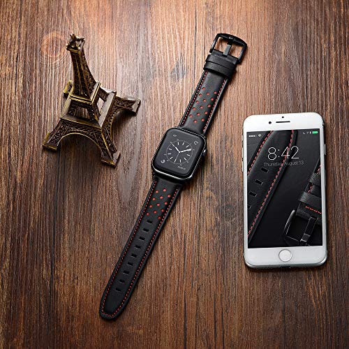 CINORS Leather Band Compatible with Apple iWatch 11/10 46mm Ultra 49mm 45mm 44mm 42mm Mens Women Vintage Leather Strap Red Dot XL Dressy Bands for iWatch Ultra Series 9 8 7 6 5 4 3 2 1 SE by CINORS - Image 5