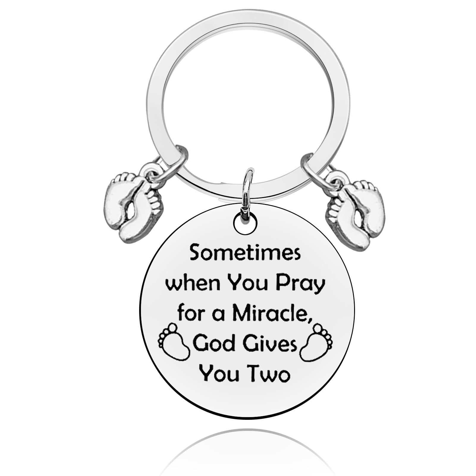 Twin Mom Dad Keyring Gift Twins Gift for Mommy to Be Daddy to Be Mom of Twins Keychain Gifts Dad of Twins Jewelry Gift Pregnancy Announcement Baby Reveal Gift for New Parents Grandmother Grandfather