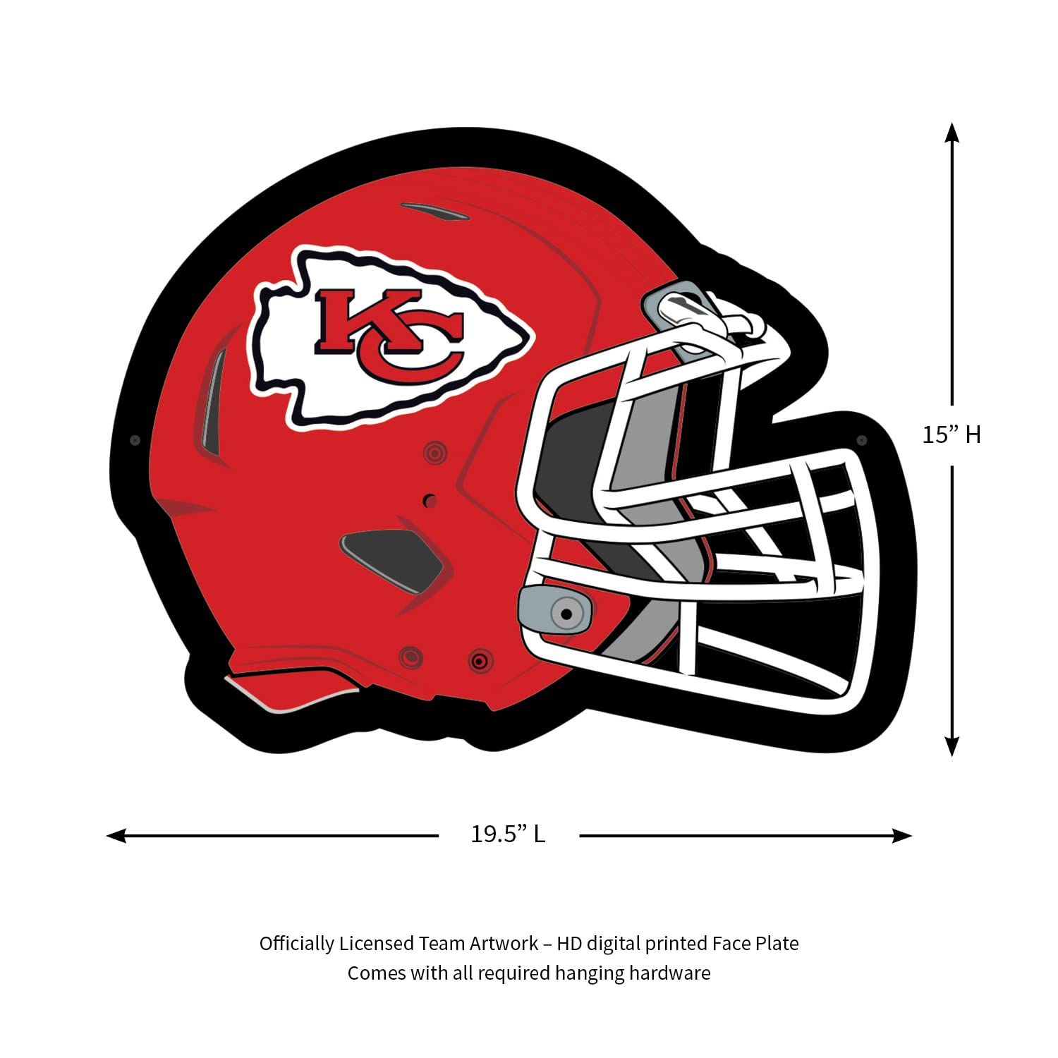 Team Sports America Evergreen NFL Kansas City Chiefs Ultra-Thin LED Light Wall Sign Decor | Full Size Replica Helmet | 19.5 x 15 Inches