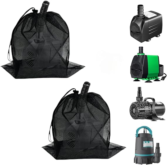 2 Pcs 11.8" x 15.7" Pond Pump Cover, Pond Pump Filter Bag, Black Media Bag Large Pump Mesh Bag for Outdoor Water Ponds Filters, Water Filter Pump, Outdoor Ponds, Garden, Swimming Pool (2 Pack)
