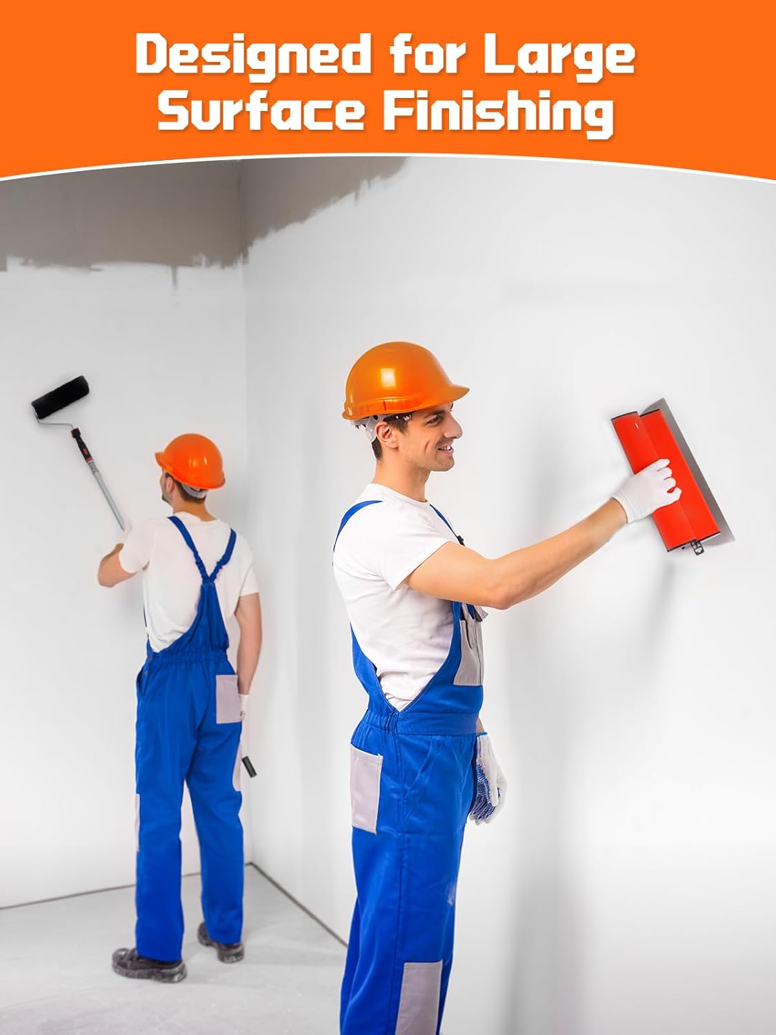 AZUNO Drywall Skimming Blade Set| 10,24,32 Inch Stainless Steel Skimming Blades| 27"-60" Extension Handle, Compound Roller & Putty Knife for Wall & Ceiling Finishing