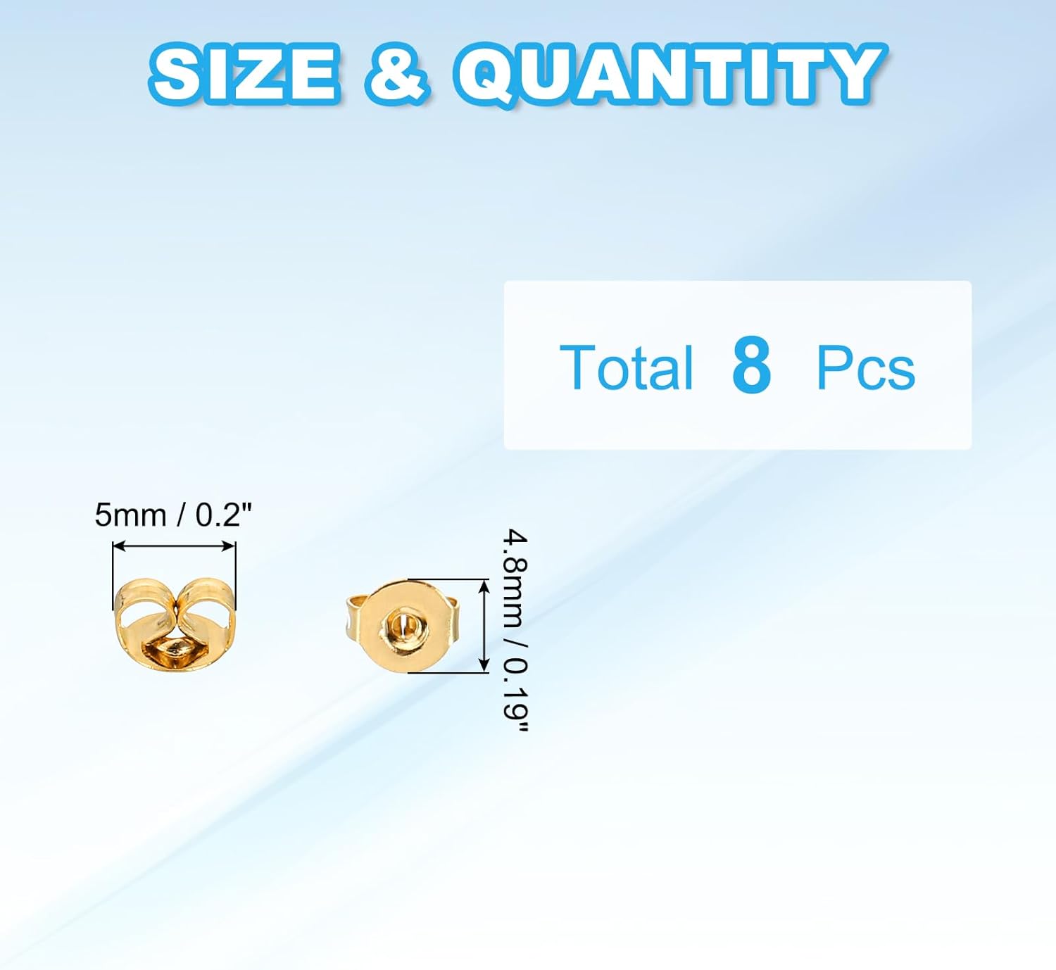 PATIKIL 8 Pcs Earring Backs, 14K Gold Locking Earring Backs Replacements Hypoallergenic Metal Earring Stopper Secure Locking Charm for Studs, Heavy Droopy Earrings, Gold - Image 2