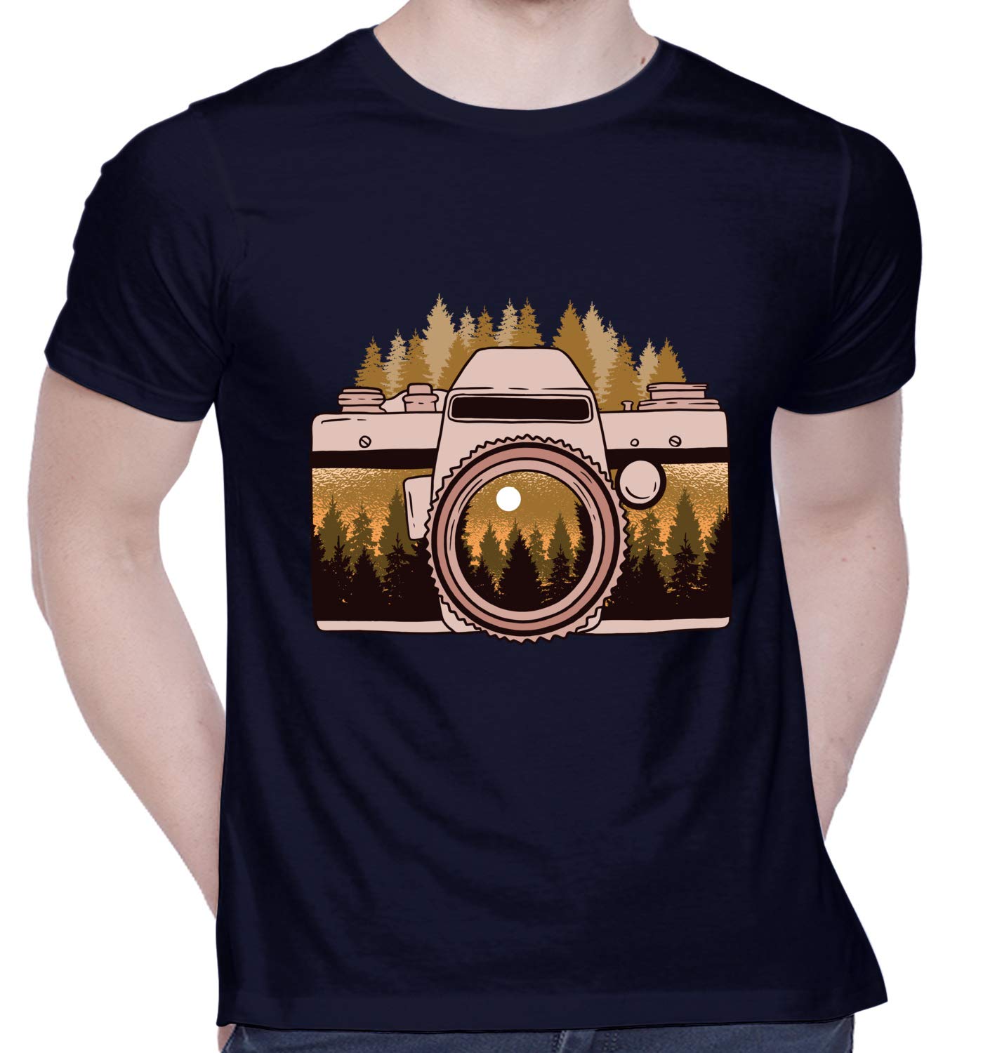 CreativiTGraphic Printed T-Shirt for Unisex Camera-Forest Tshirt | Casual Half Sleeve Round Neck T-Shirt | 100% Cotton | D00506-13