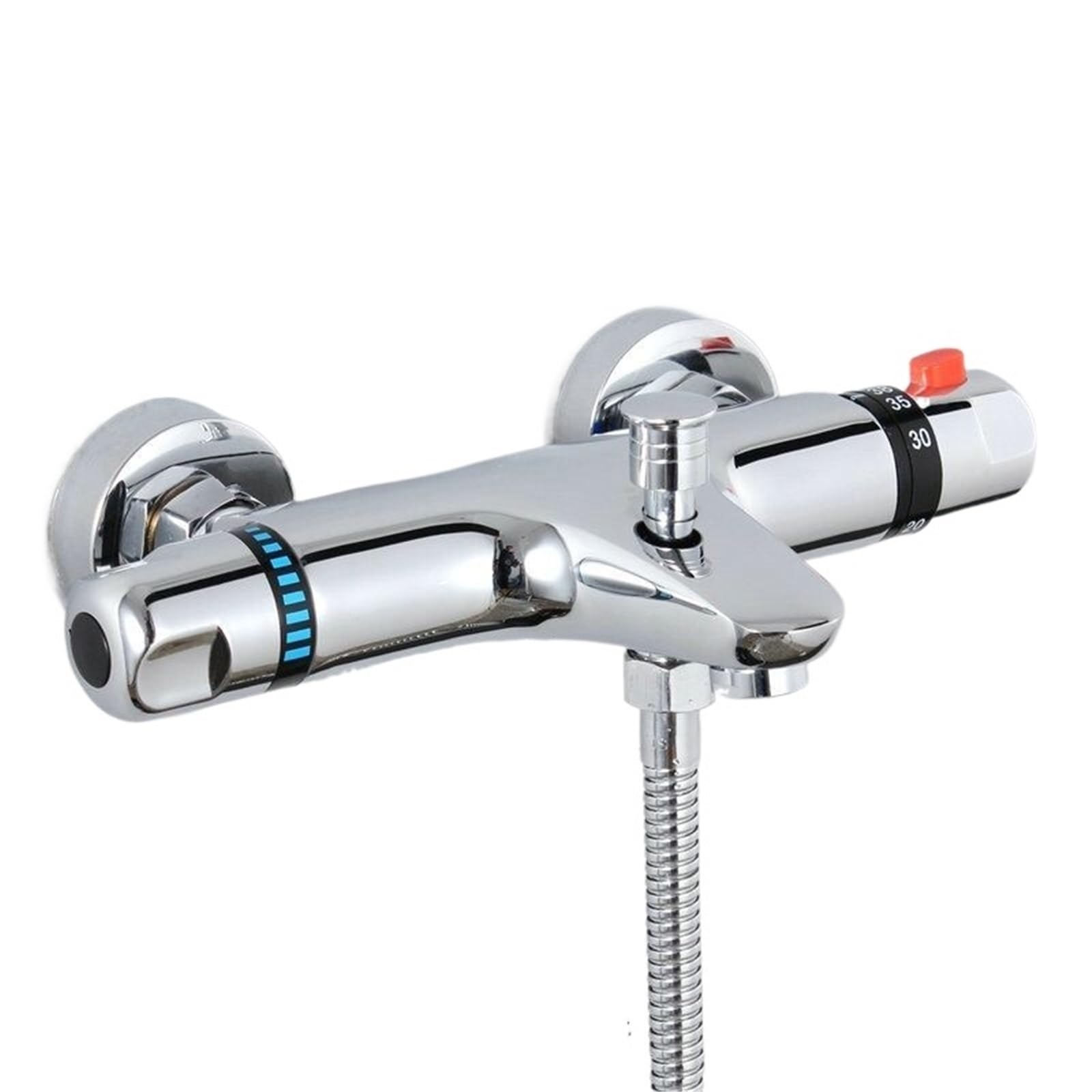 Xpjyua Left Cold Thermostatic Shower Mixer Thermostatic Shower Faucet Mixing Valve Bathroom Combination Water Bathtub Mixer Tap With Reversed Inlets(Left Cold)