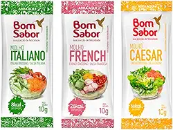 Combo Molhos Sachê Bom Sabor 10g Italian French Caesar 60 Unidades